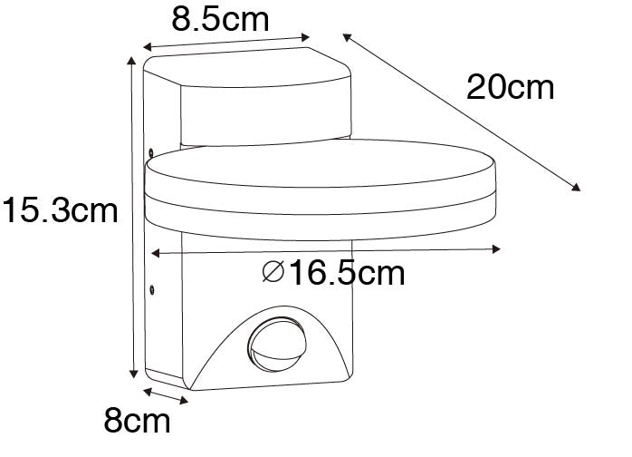 QAZQA Buiten wandlamp zwart incl. LED IP54 bewegingssensor - Esmee