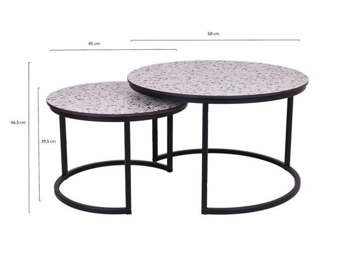 MaximaVida ronde salontafel set Lucca 58 en 45 cm - HPL terrazzo look