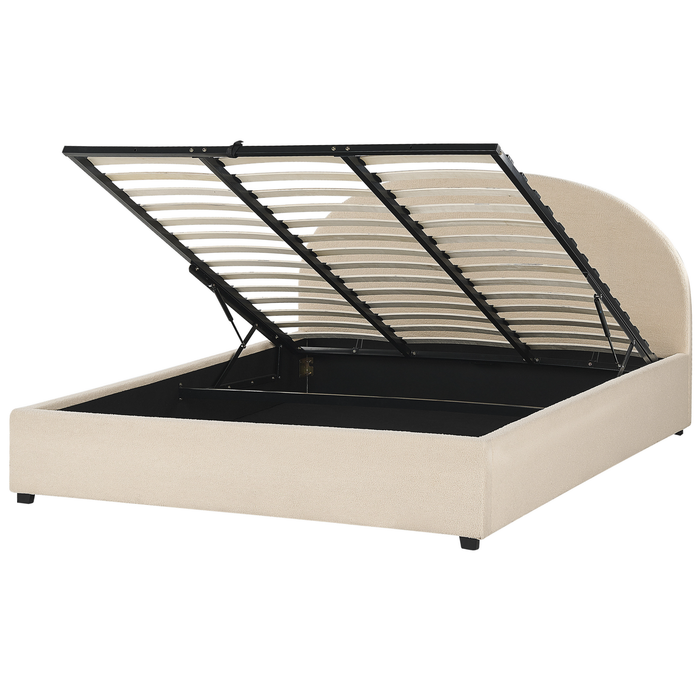 Beliani-VAUCLUSE -Tweepersoonsbed-Beige-180 x 200 cm-Polyester