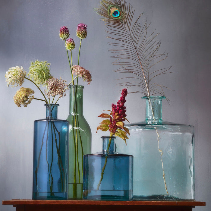 Mica Decorations Guan Glazen Fles - H75 x Ø25 cm - Blauw