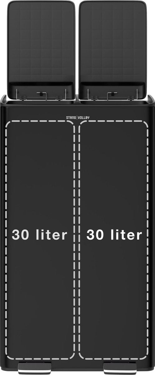 StangVollby Edsbyn pedaalemmer - 60 Liter - 2 vakken - Zwart
