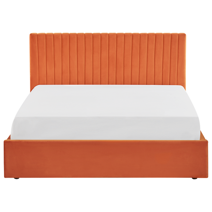 Beliani-VION-Bed met opbergruimte-Oranje-160 x 200 cm-Fluweel