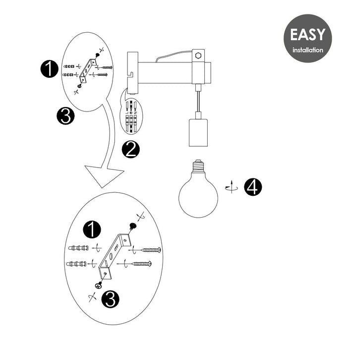 Home Sweet Home Vintage Wandlamp Denton | 10|20|23cm | antraciet E27