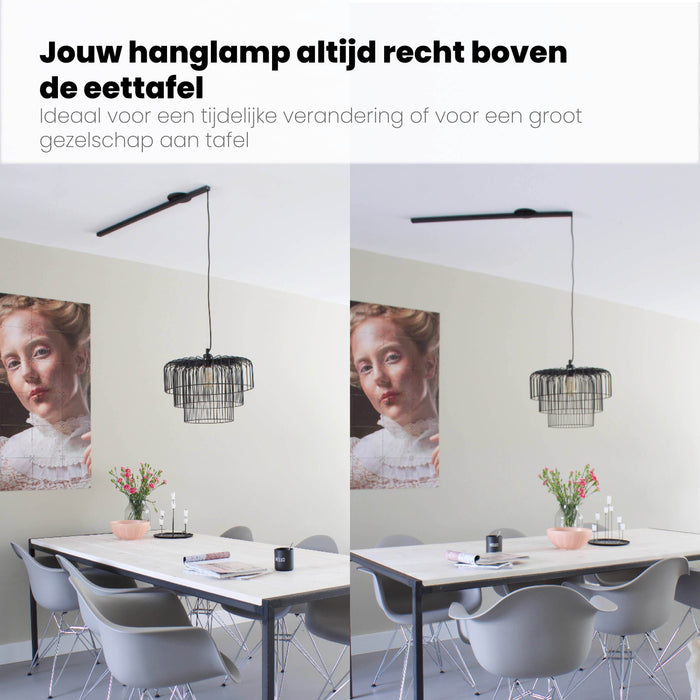 Lightswing® - Single Ophangsysteem voor één Hanglamp - Mat zwart 90cm