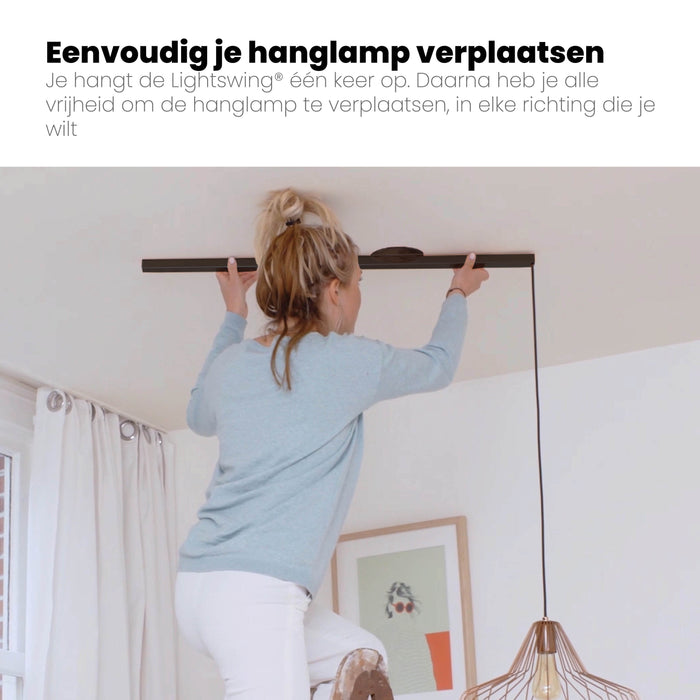 Lightswing® - Single Ophangsysteem voor één Hanglamp - Mat zwart 90cm