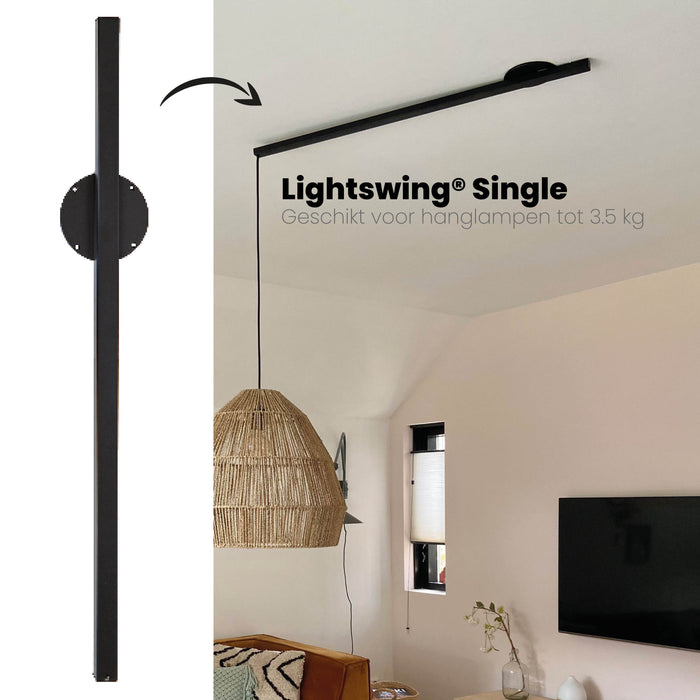 Lightswing® - Single Ophangsysteem voor één Hanglamp - Mat zwart 90cm