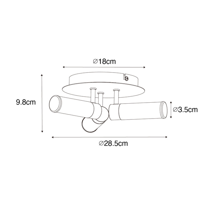 QAZQA Moderne badkamer plafondlamp zwart 3-lichts IP44 - Bath