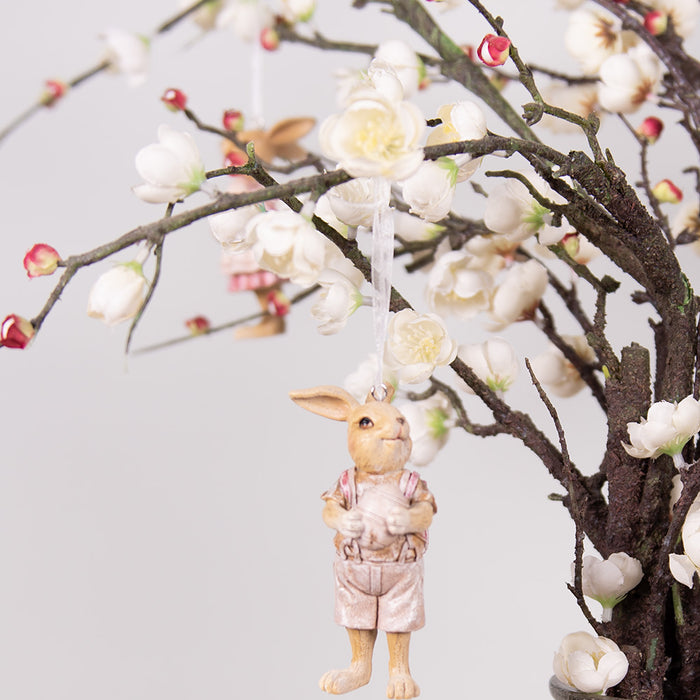 Clayre & Eef Hanger Konijn 11 cm Roze Kunststof Paashanger