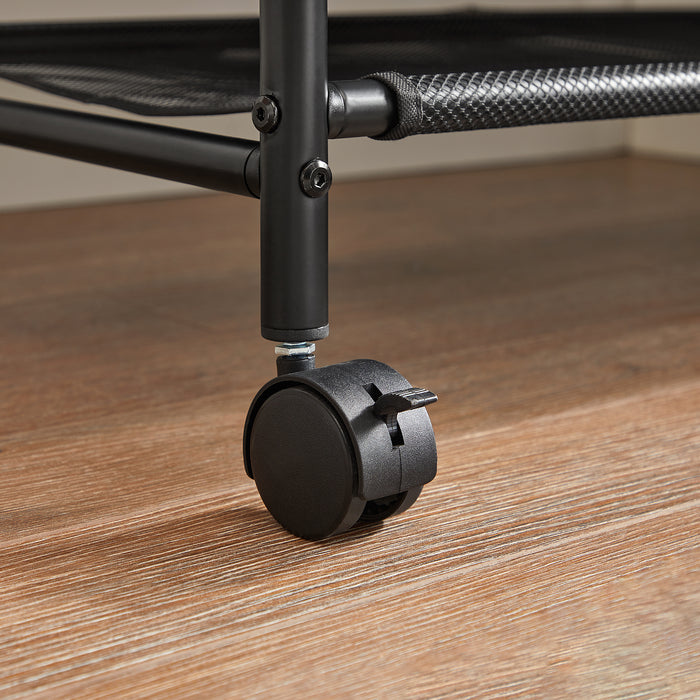 Mobiele wasmand - 4 vakken van elk 35 liter - 81 x 88 x 39 cm - zwart