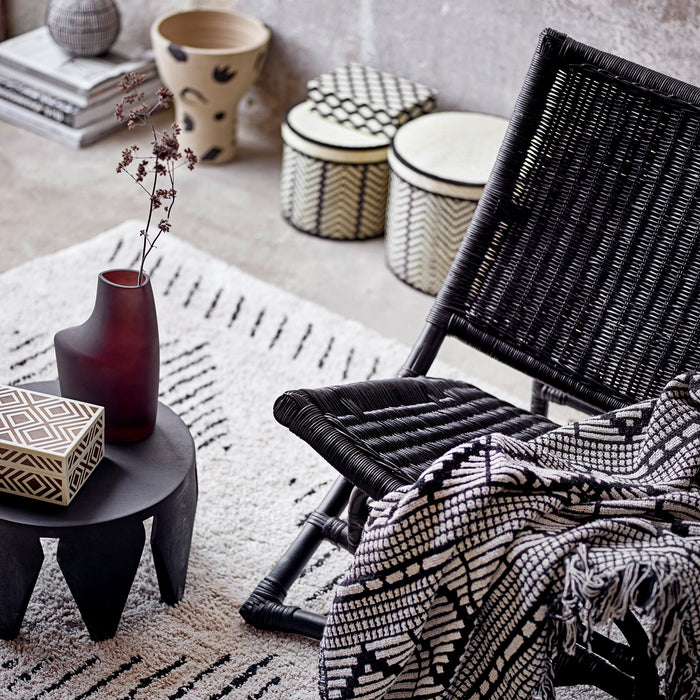 Bloomingville Gutte Plaid - Zwart Recycled Katoen