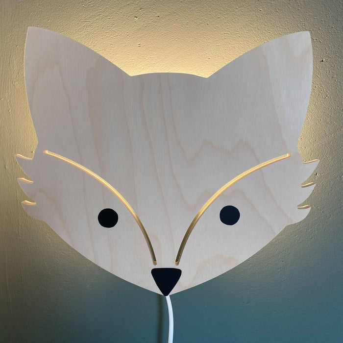 Houten wandlamp kinderkamer | Vos - blank