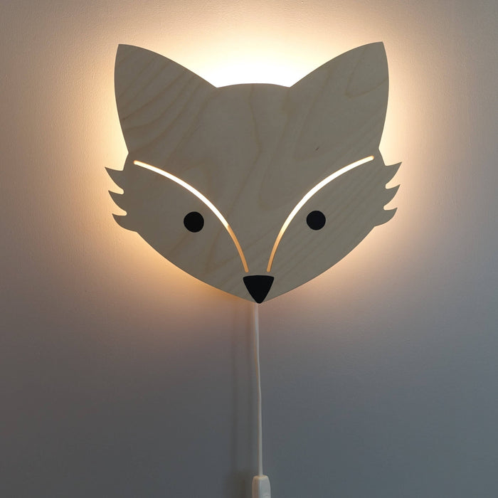 Houten wandlamp kinderkamer | Vos - blank