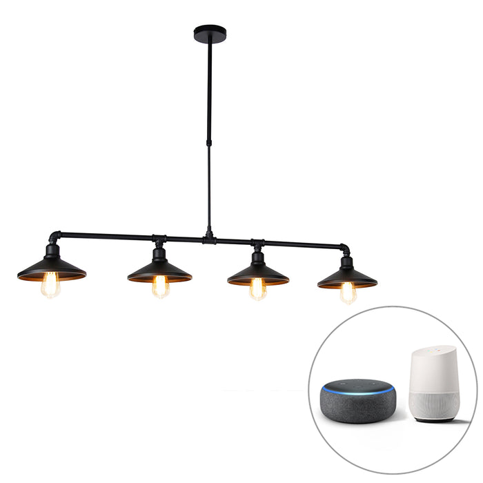 QAZQA Smart hanglamp zwart 4-lichts incl. Wifi ST64 - Laser