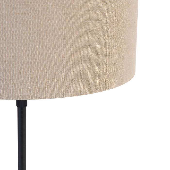 QAZQA Tafellamp zwart verstelbaar met kap lichtbruin 35 cm - Parte