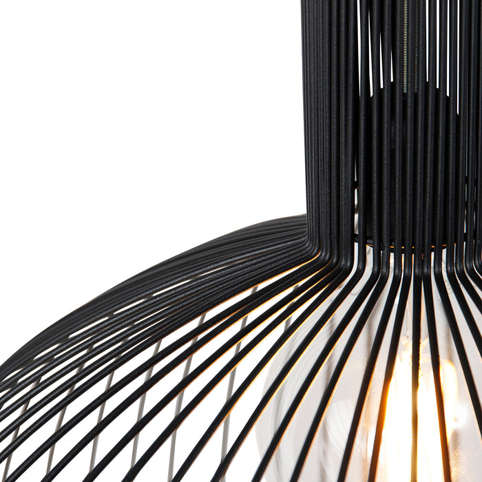 QAZQA Smart ronde hanglamp zwart 50 cm incl. Wifi G95 - Dos