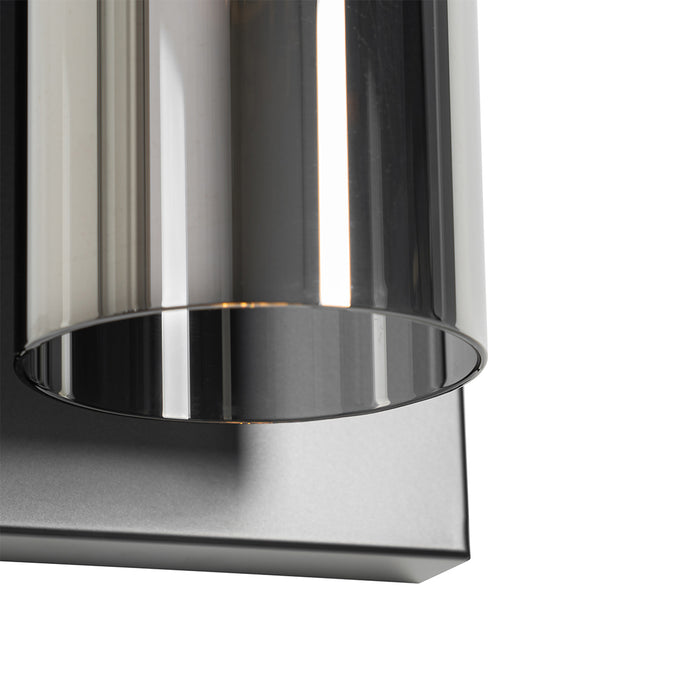 QAZQA Moderne wandlamp zwart met smoke glas - Stavelot