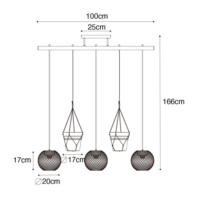 QAZQA Industriële hanglamp goud 3-lichts - Flor