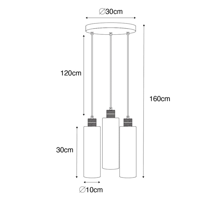 QAZQA Moderne hanglamp zwart met smoke glas 3-lichts - Stavelot