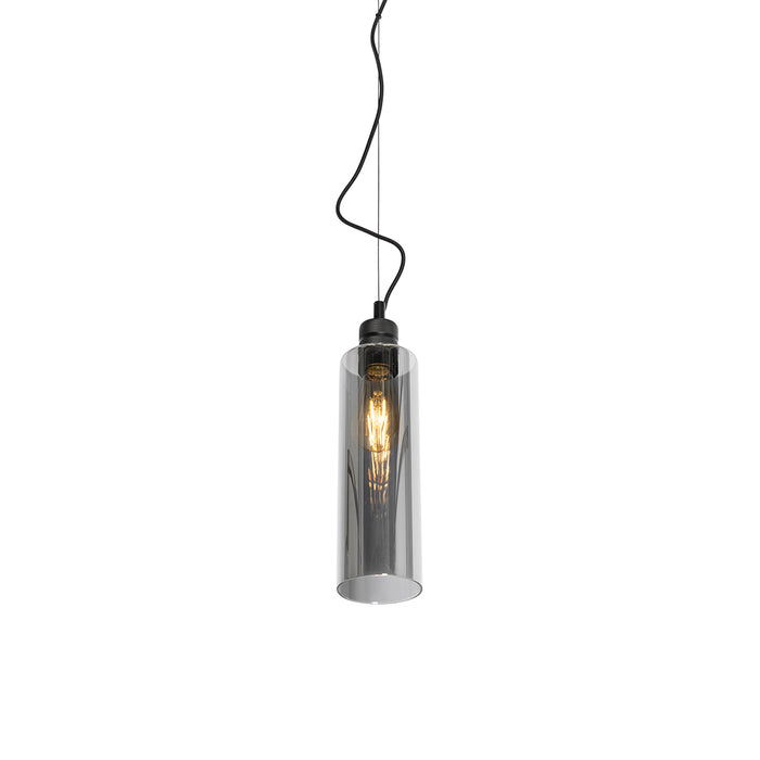 QAZQA Moderne hanglamp zwart met smoke glas - Stavelot