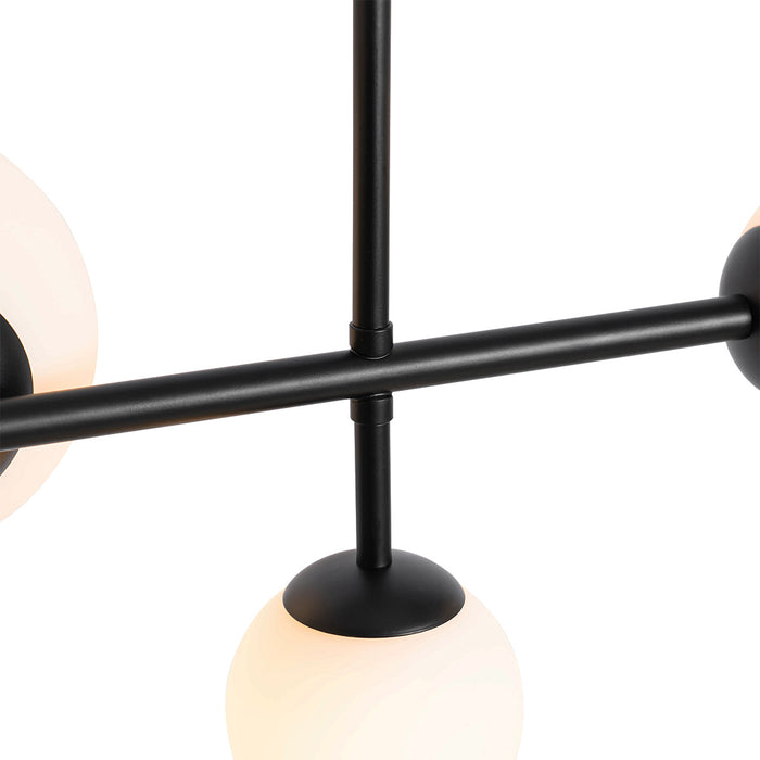 QAZQA Moderne hanglamp zwart met mat glas 6-lichts - Monaco