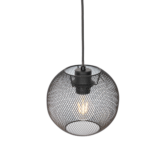 QAZQA Industriële hanglamp zwart 3-lichts - Flor