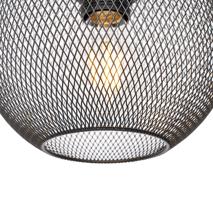 QAZQA Industriële hanglamp zwart 3-lichts - Flor