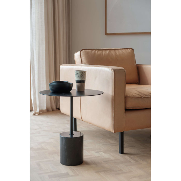 Furnified - Bijzettafel met marmeren voet - Ines - Zwart - Ø40|H45cm -