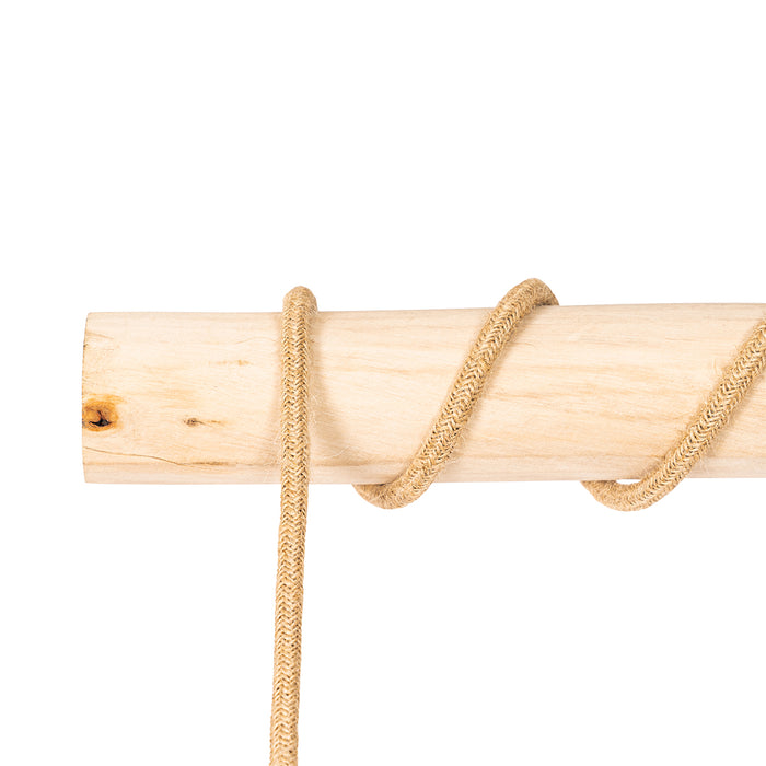 QAZQA Landelijke hanglamp zwart met hout 3-lichts - Yura