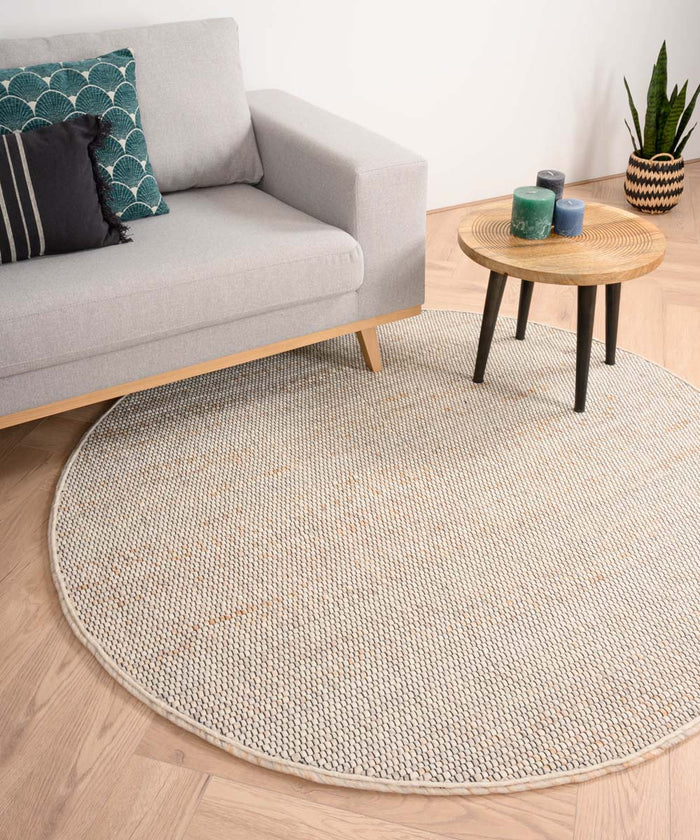 Nordic Weavers Rond wollen vloerkleed Lett - wit|beige - 160 cm