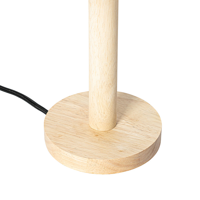QAZQA Landelijke tafellamp hout met linnen kap beige 25 cm - Mels
