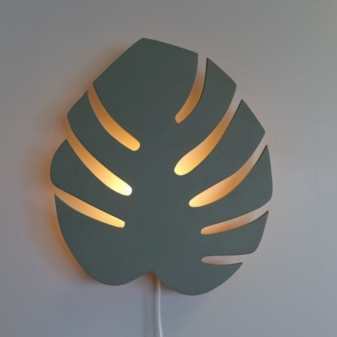 Houten wandlamp kinderkamer | Monstera blad - groen