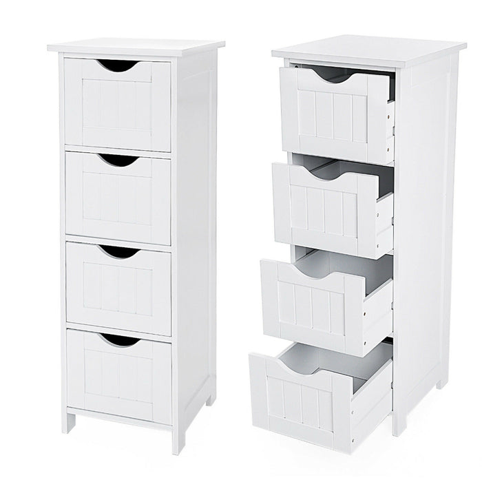 Ladekast - badkamer - 4 vakken - 30x82x30 cm - wit