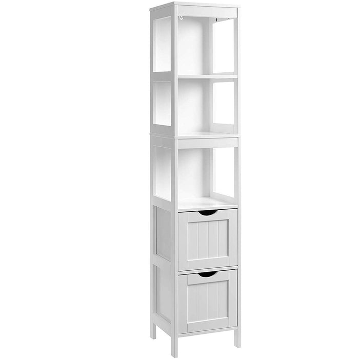 Hoge badkamerkast - 2 lades en 3 vakken - 30x141.5x30 cm - wit