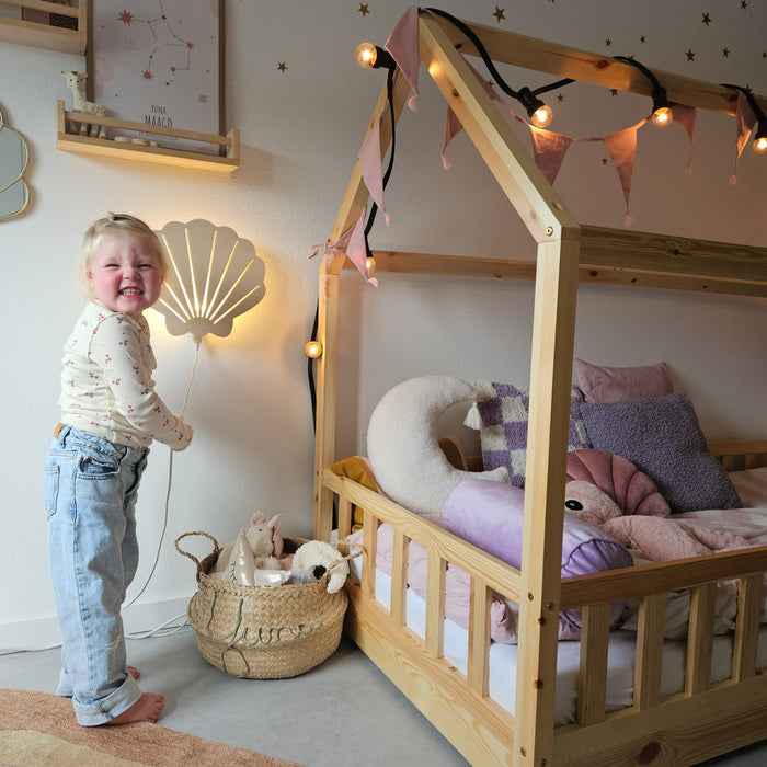 Houten wandlamp kinderkamer | Schelp - blank