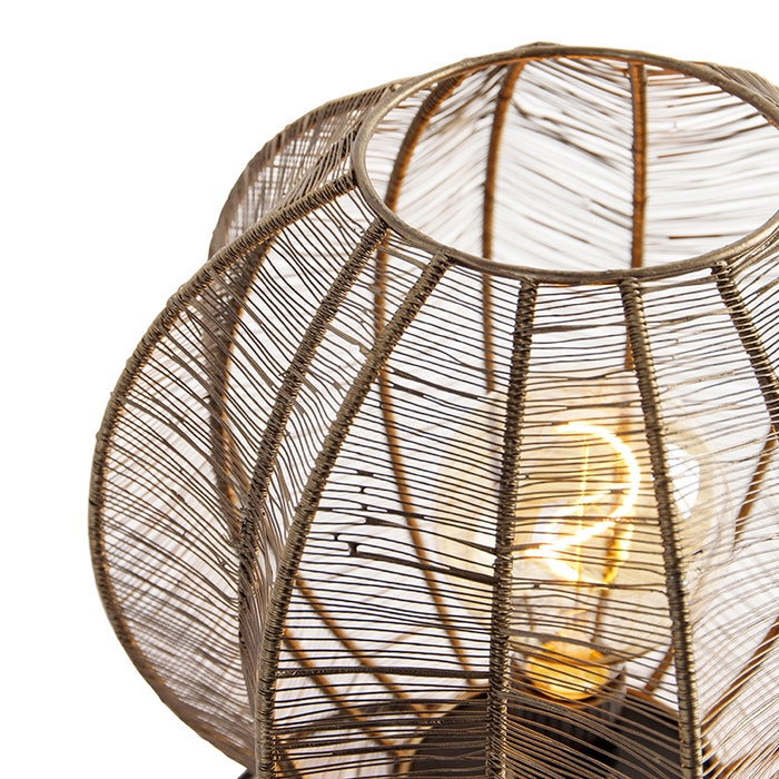 QAZQA Industriële tafellamp brons met zwart - Dong