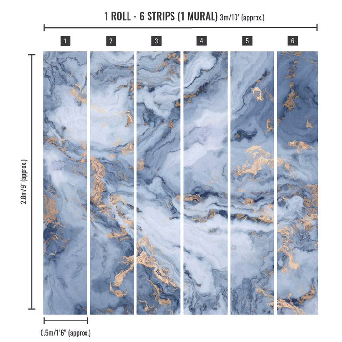 Art for the Home - Fotobehang - Precious Stone - Blauw & Goud -