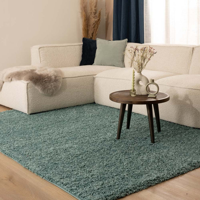 Tapeso Hoogpolig vloerkleed shaggy Trend effen - lichtblauw - 80x150