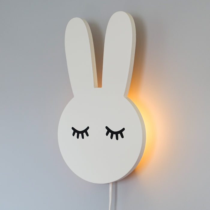 Houten wandlamp kinderkamer | Konijn - wit