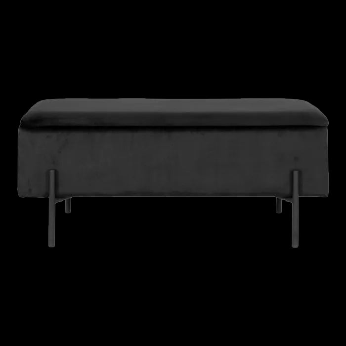 Artichok Marlou velvet bankje met opbergruimte zwart - 95 x 46 cm