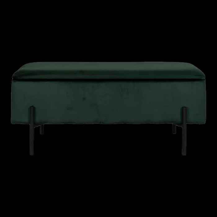 Artichok Marlou velvet bankje met opbergruimte donkergroen - 95 x 46