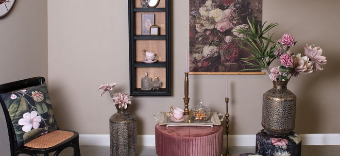 Clayre & Eef Kop en schotel 120 ml Roze Porselein Rond Stippen Servies