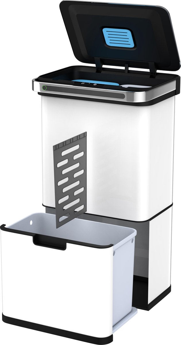 StangVollby Halden prullenbak met sensor - 4 vakken - 50L - Wit