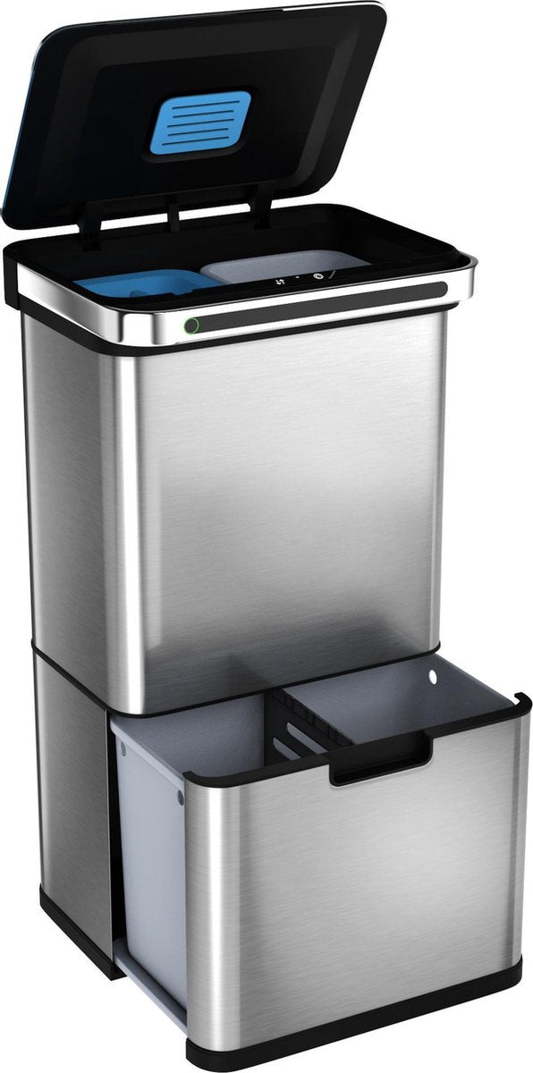 StangVollby Halden prullenbak met sensor - 4 vakken - 50L - RVS
