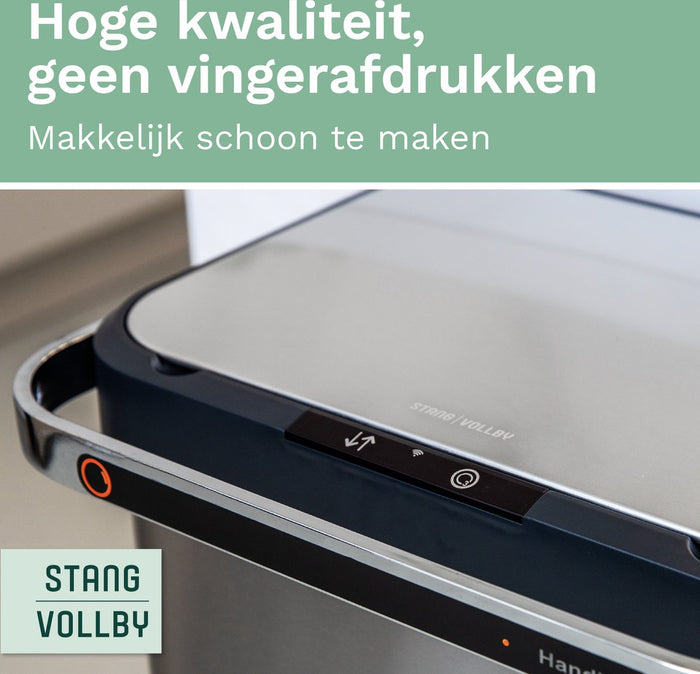 StangVollby Halden prullenbak met sensor - 4 vakken - 50L - RVS
