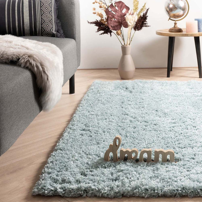 Tapeso Hoogpolig vloerkleed - Cozy Shaggy - lichtblauw - 80x150 cm