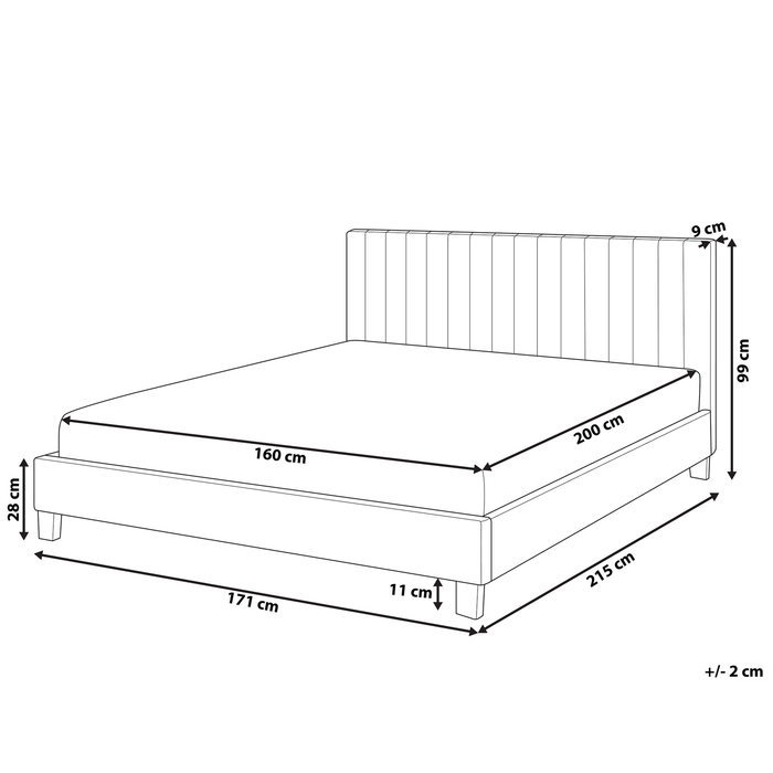Beliani-POITIERS -Tweepersoonsbed-Lichtgrijs-160 x 200 cm-Polyester