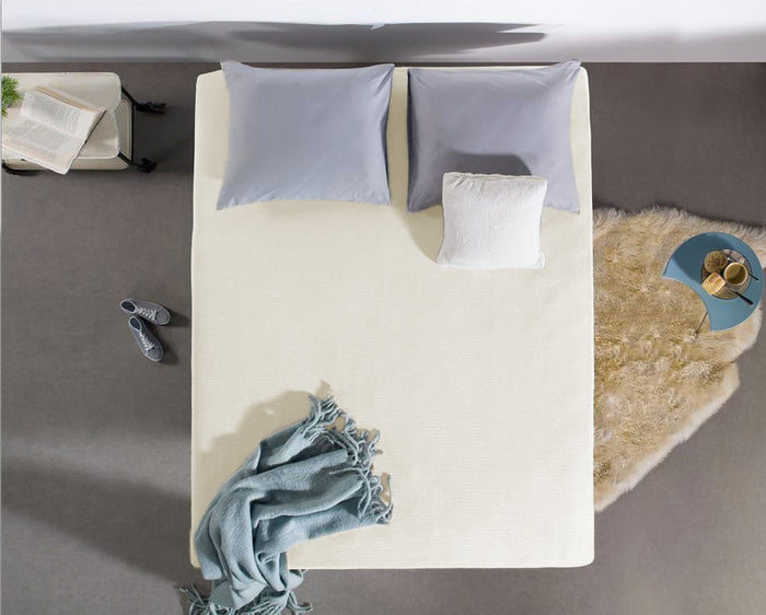 LINNICK Badstof Velours Topper Hoeslaken ivory lits jumeaux