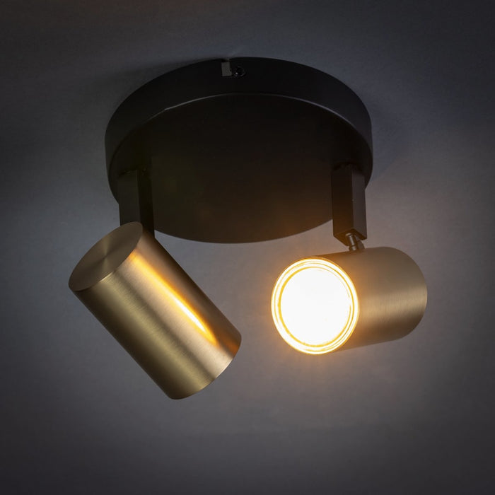 Expo Trading ETH ETH The Common Spot Zwart Mat Goud 2 Lichts Rond incl. GU10