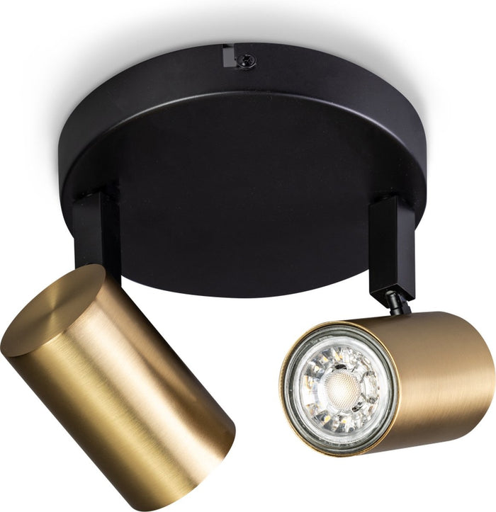 Expo Trading ETH ETH The Common Spot Zwart Mat Goud 2 Lichts Rond incl. GU10