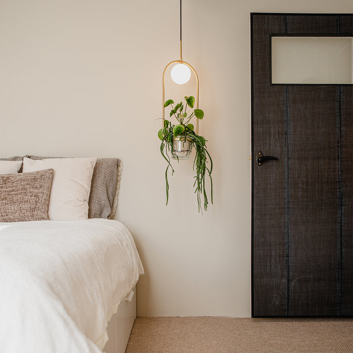 QAZQA Art deco hanglamp goud met wit glas - Isabella